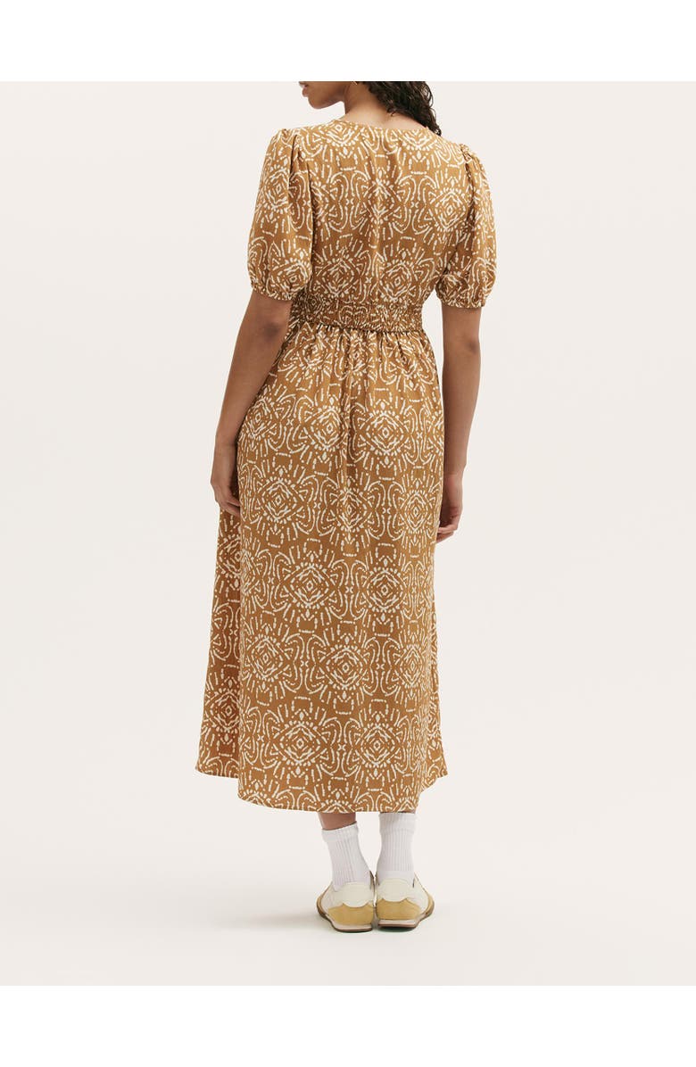 Finery London Kiara Printed V-Neck Midi Dress, Alternate, color, Brown Batik