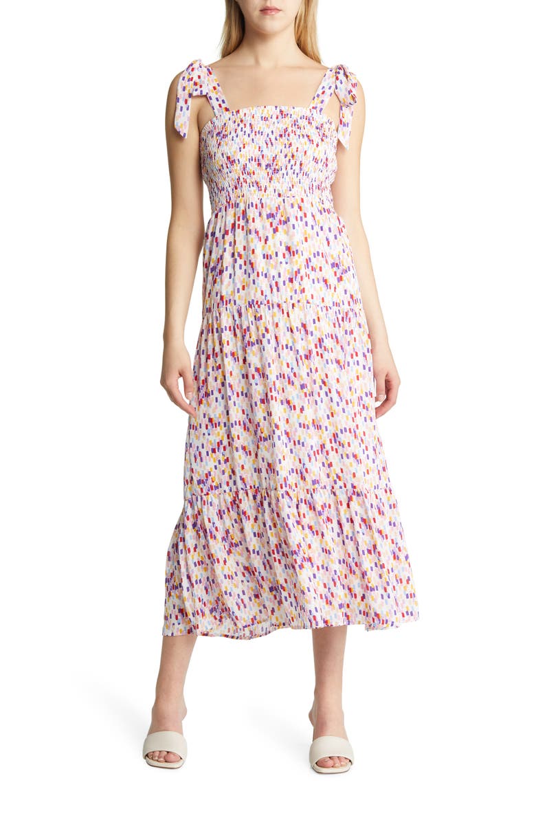 Sam Edelman Confetti Smocked Bodice Maxi Sundress, Main, color, 