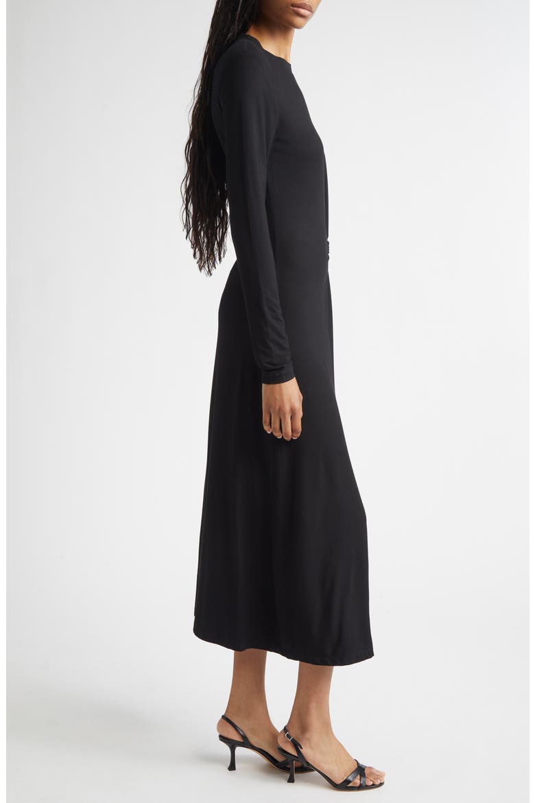 Avise Long Sleeve Twist Detail Jersey Midi Dress, Alternate, color, BLACK