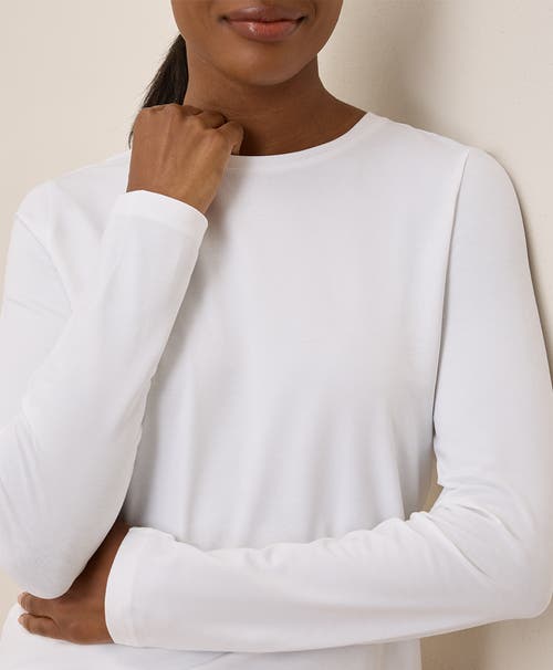 Pact Organic Cotton Luxe Stretch Jersey Slim Long Sleeve Tee In White