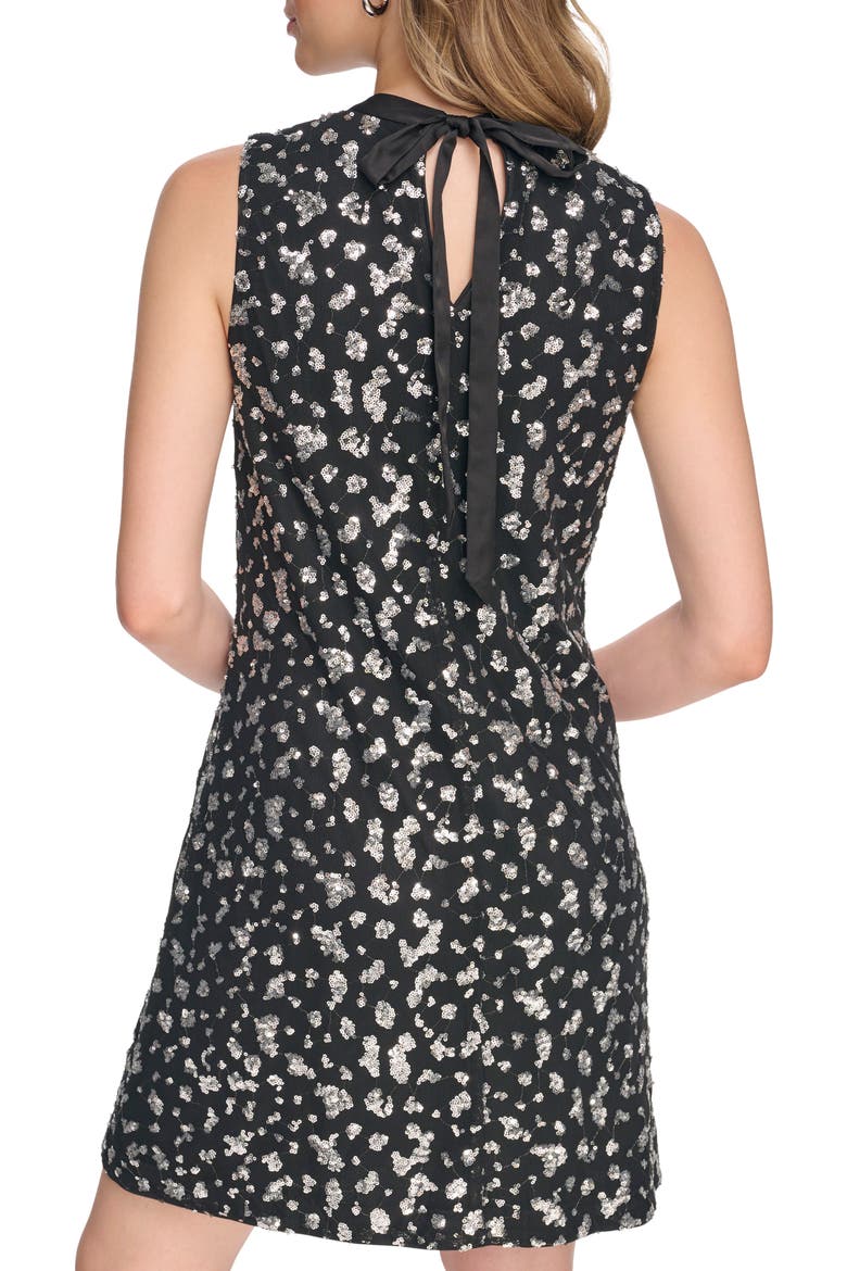 Sequin Sleeveless Dress, Alternate, color, BLACK / SILVER