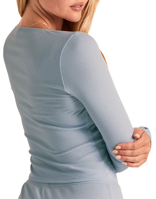 Adore Me Rib Long Sleeve Shirt In Gray