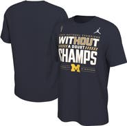 Jordan Brand Men's Jordan Brand Navy Michigan Wolverines College Football Playoff 2023 National Champions Locker Room T-Shirt
