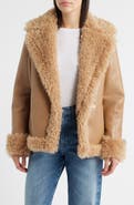 Bernardo Faux Shearling Wrap Coat