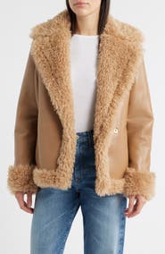 Bernardo Faux Shearling Wrap Coat