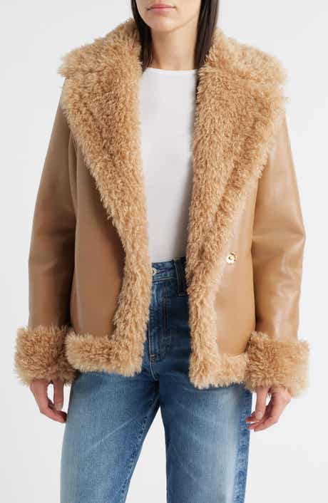 Bernardo Faux Shearling Wrap Coat
