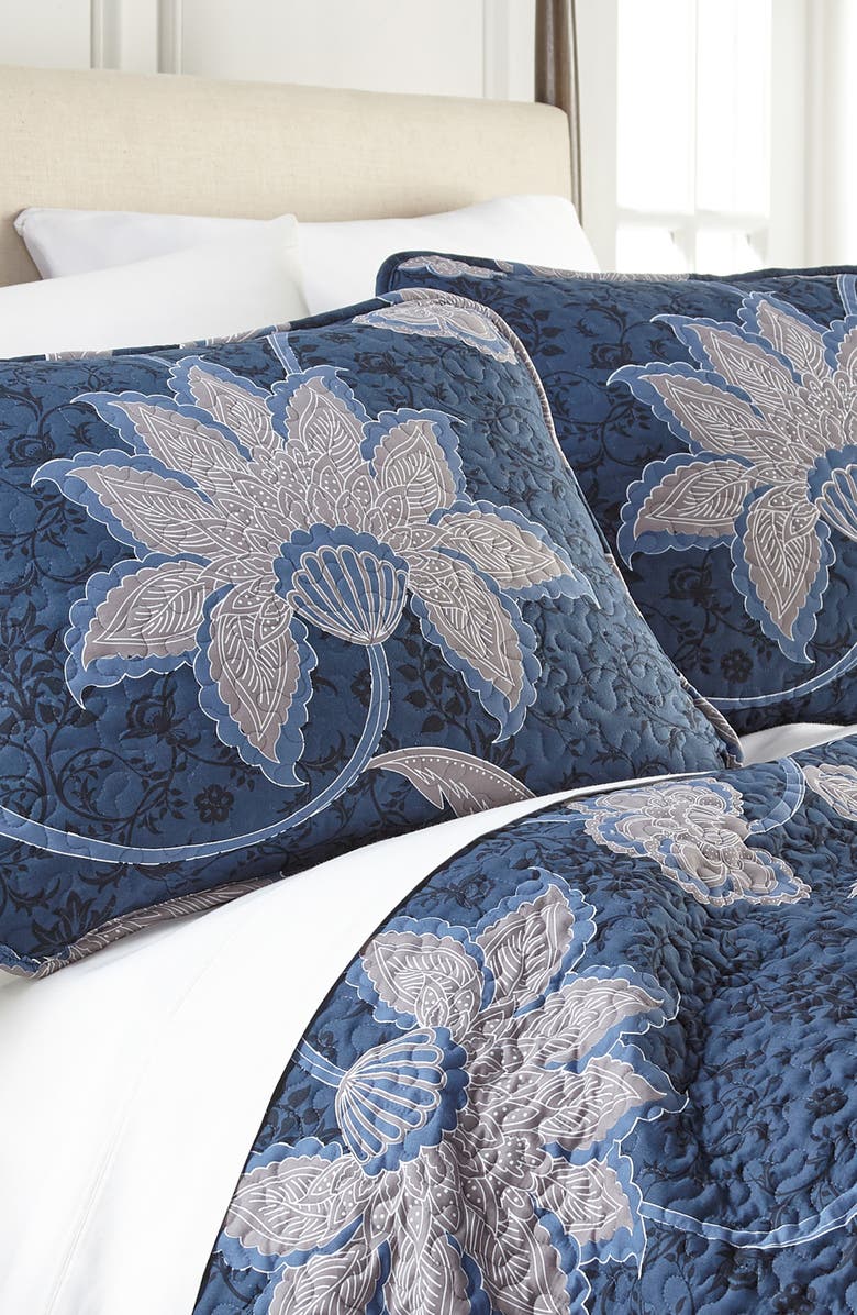 SOUTHSHORE FINE LINENS Full/Queen Sized Luxury Premium Collection Ultra-Soft Quilt Cover Set - Floral Blue, Alternate, color, Blue