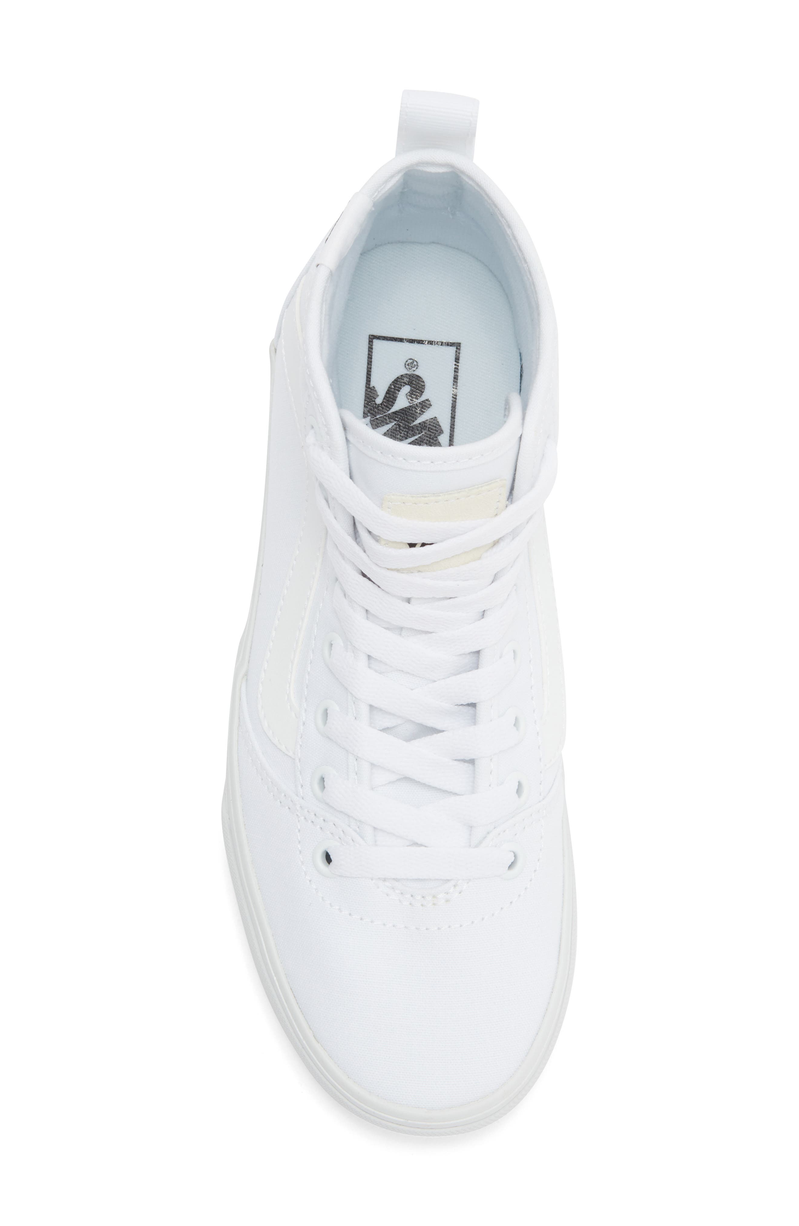 Vans Ashwood High Top Sneaker, Alternate, color, Canvas White/White