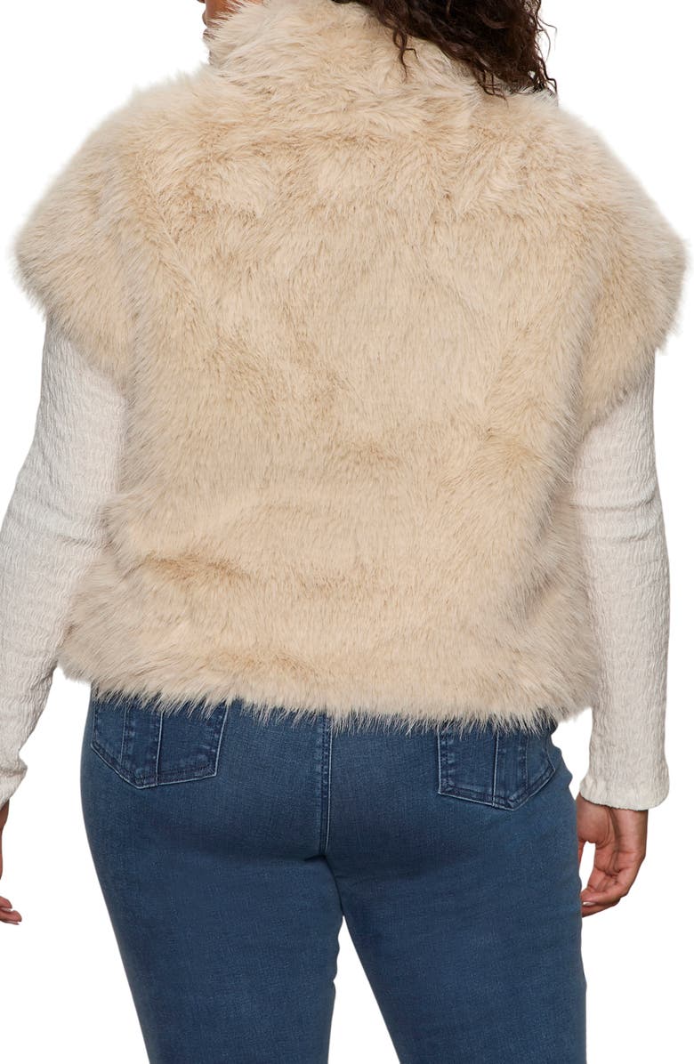 Sanctuary Silky Faux Fur Vest, Alternate, color, Almond White