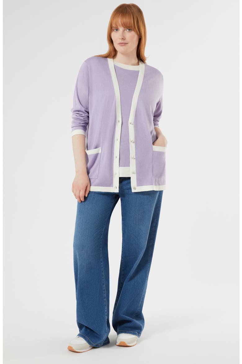 Mrs. Ottimo Silk & Cashmere Cardigan, Alternate, color, LILAC