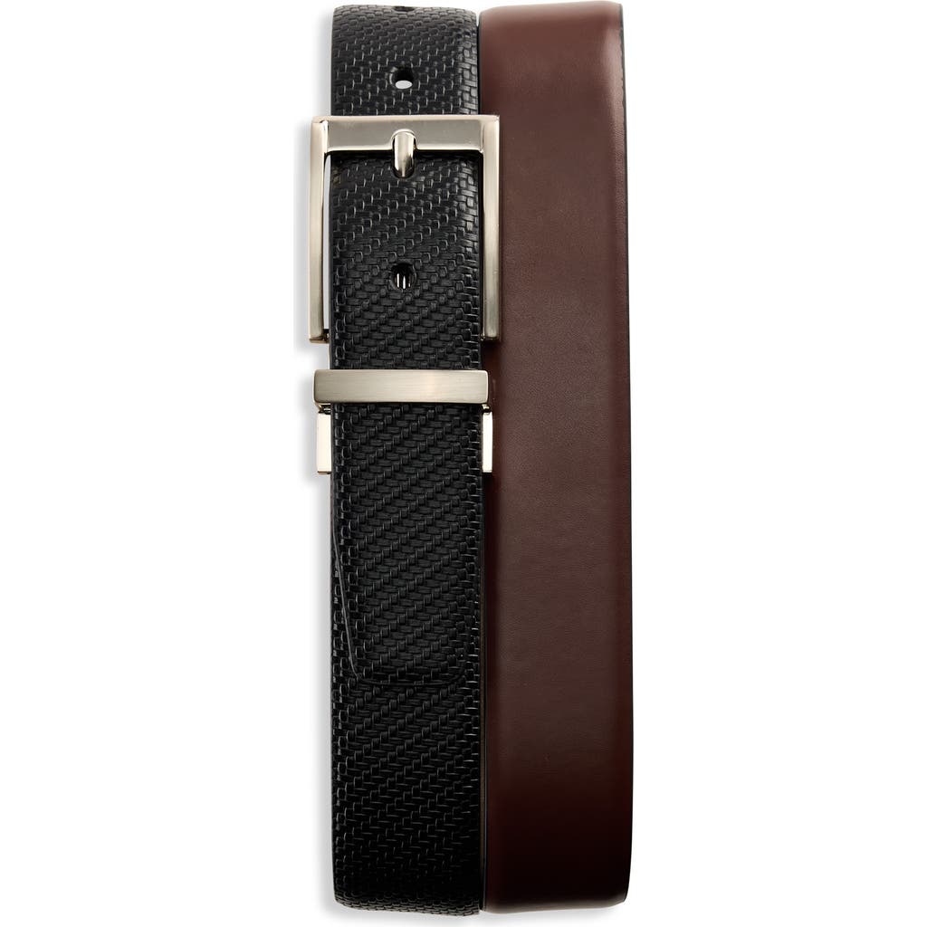 Synrgy By Dxl Big & Tall Reversible Basketweave Belt In Black Cognac