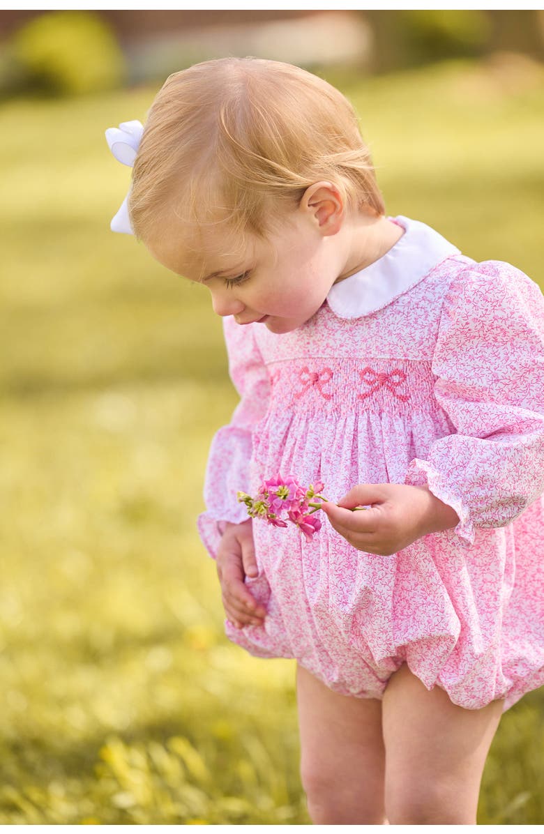 Little English Smocked Natalie Bubble, Alternate, color, Pink Vinings