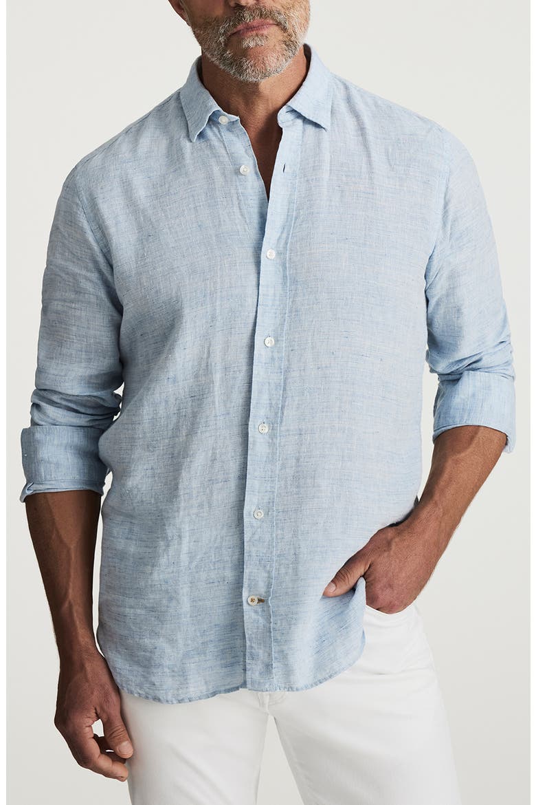 Linen Button-Up Shirt, Main, color, BLUE