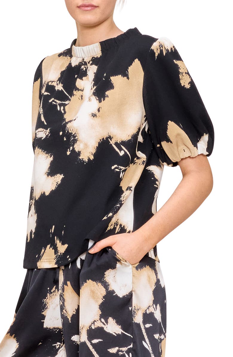 MELLODAY Mock Neck Puff Sleeve Top, Alternate, color,