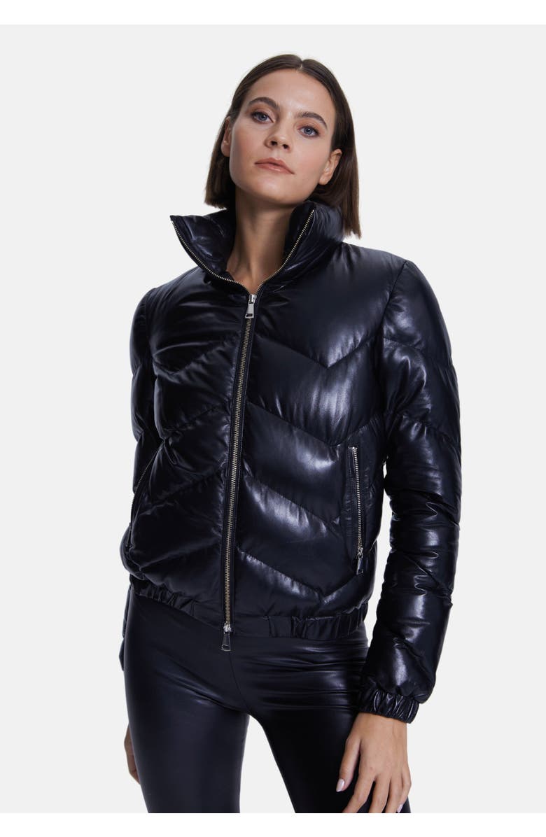Furniq UK Octavia Leather Jacket, Alternate, color, Black