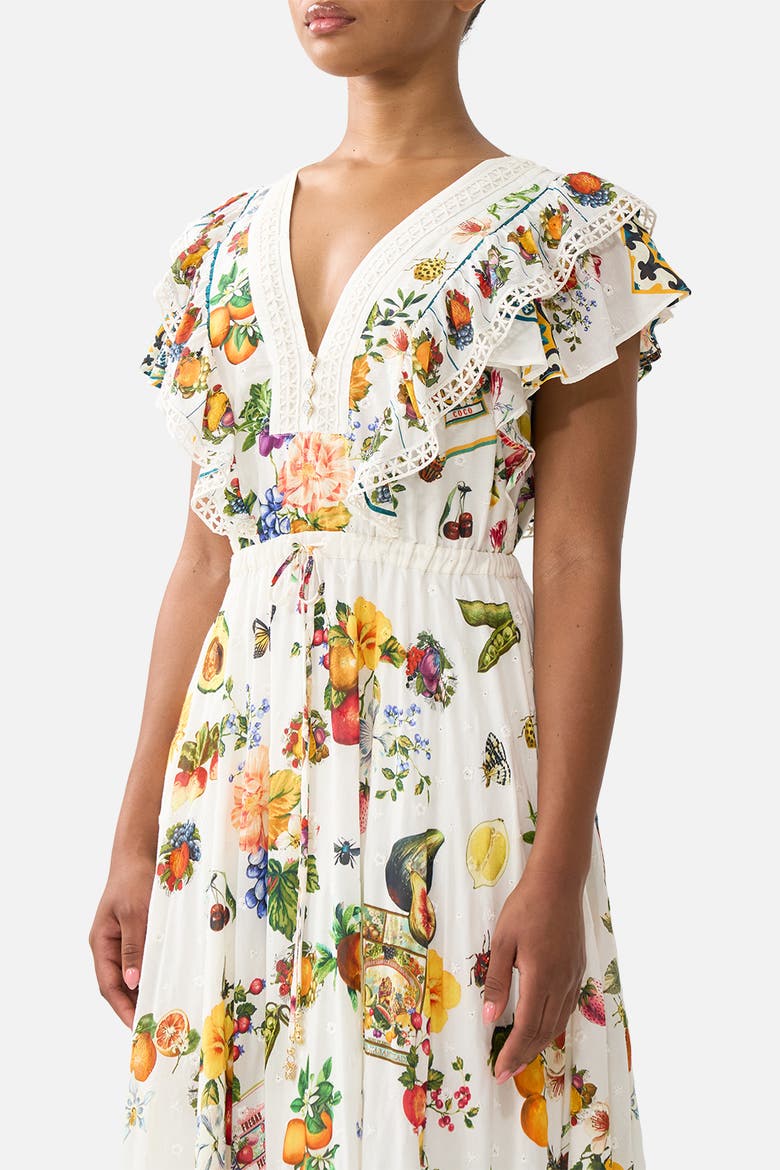 Flutter Sleeve Midi Dress With Frill Detail, Alternate, color, Magic Of The Mercado
