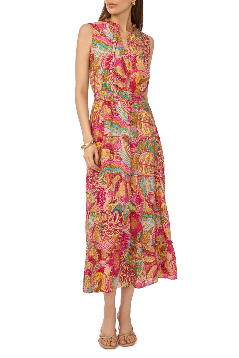 Smocked Tiered Sundress, Main, color, PINK MULTI