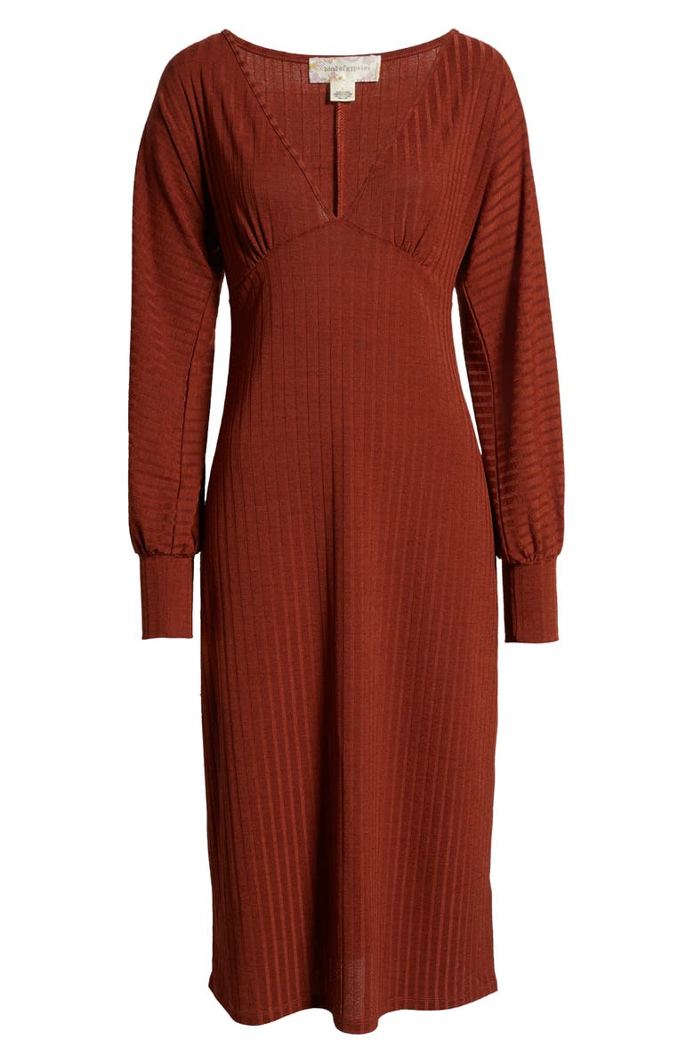 Band of Gypsies Tarte Long Sleeve Plunge Neck Midi Dress, Alternate, color, 