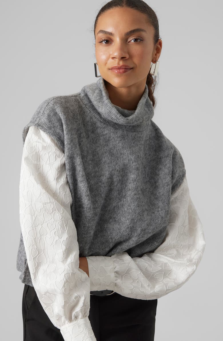 VERO MODA Blis Cap Sleeve Turtleneck Sweater, Alternate, color,