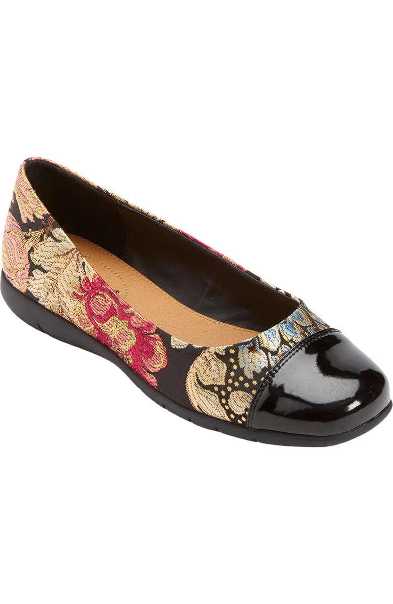Comfortview The Fay Slip On Flat, Main, color, Floral Metallic