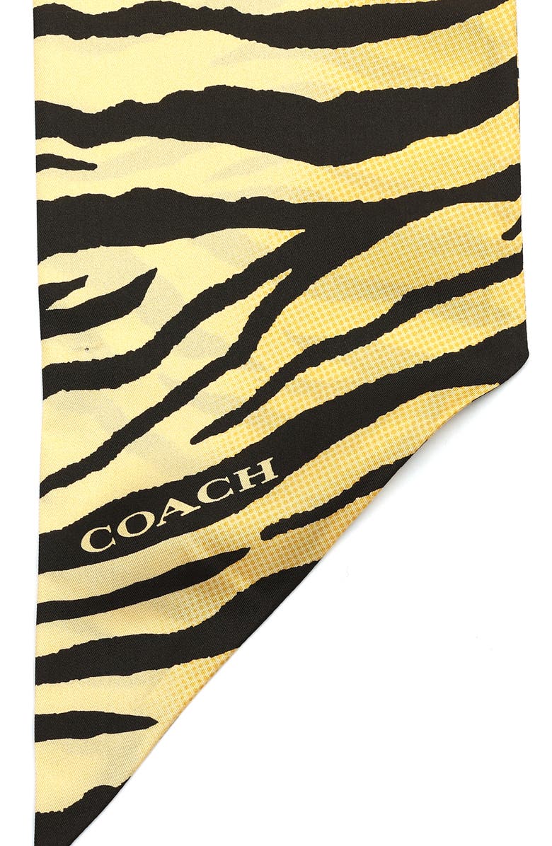 COACH Tiger Stripe Wide Silk Scarf, Alternate, color, Yellow/ Black