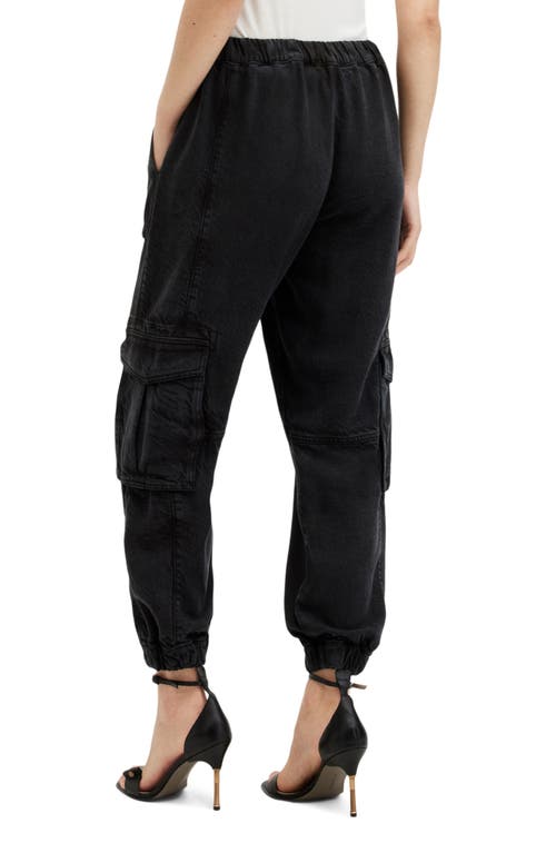 Allsaints Frieda Twill Cargo Joggers In Black