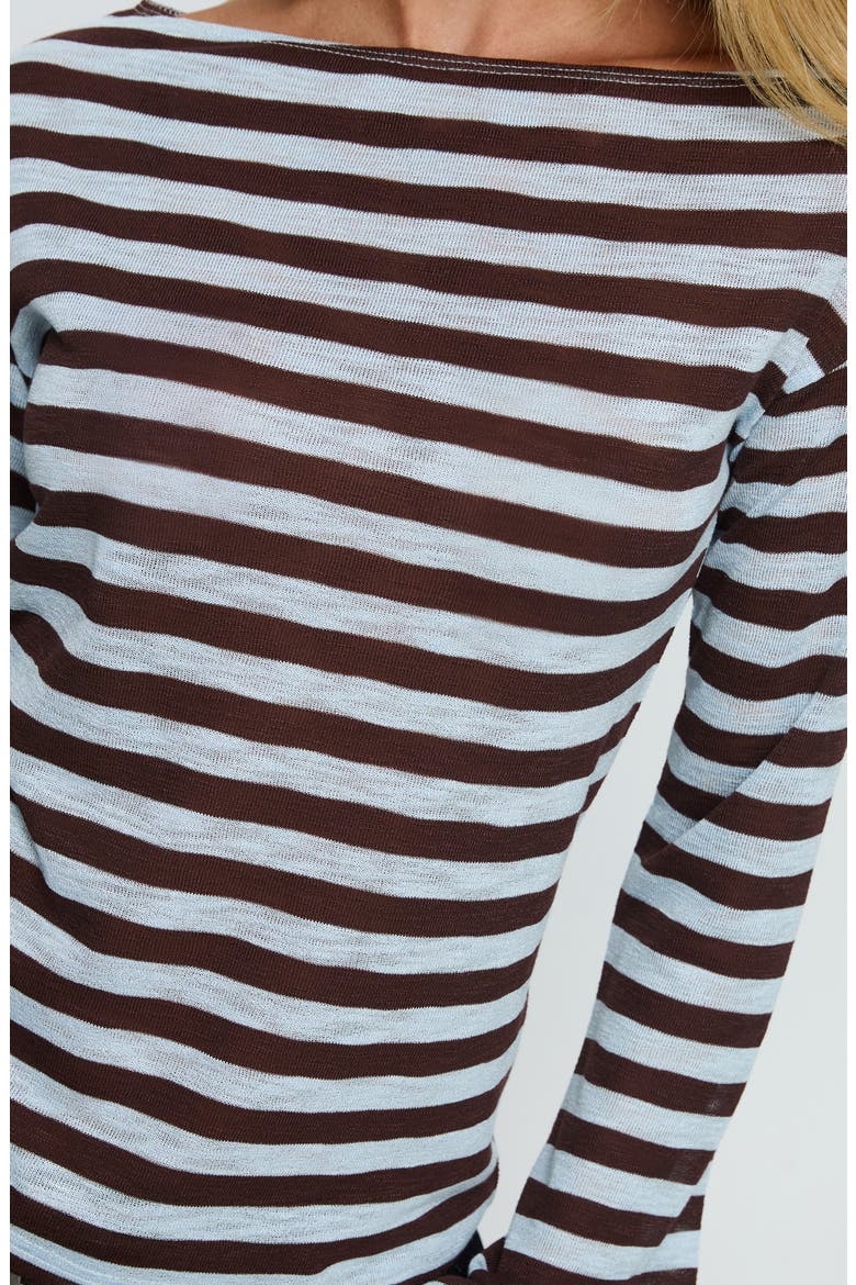 Bateau Neck Stripe Knit Top, Alternate, color, BLUE STRIPE