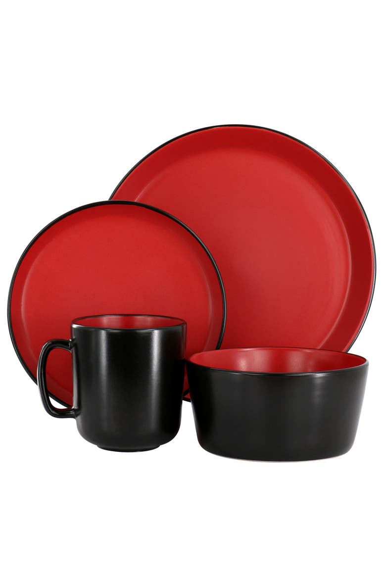 Bacarra 16 Piece Stoneware Dinnerware Set, Alternate, color, Black