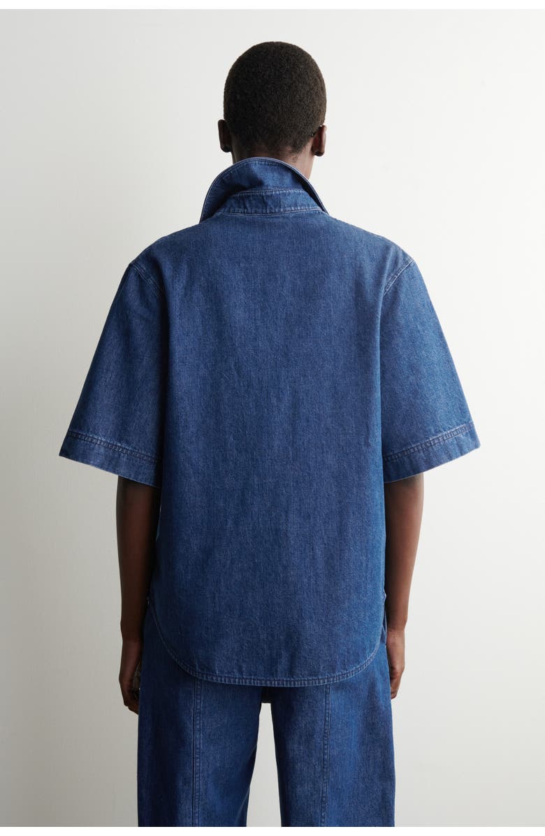 COS Boxy Short-sleeved Denim Shirt, Alternate, color, Dark Blue