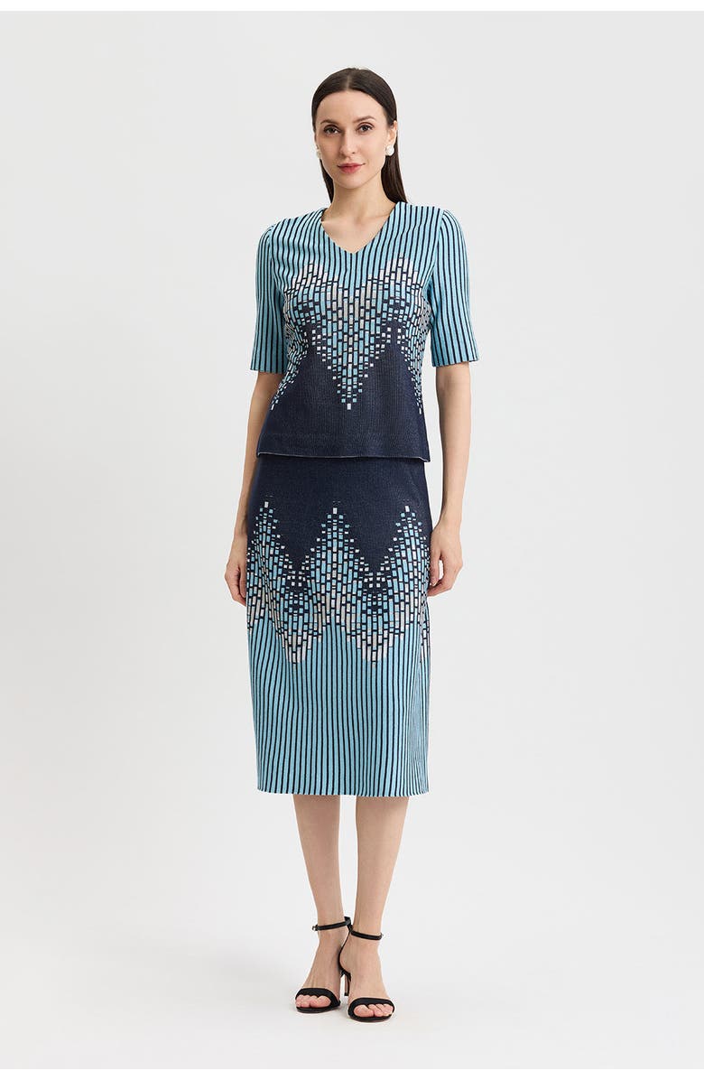 Ming Wang Linear Ombre Soft Knit Top, Alternate, color, Indigo/Limestone/Serene/White