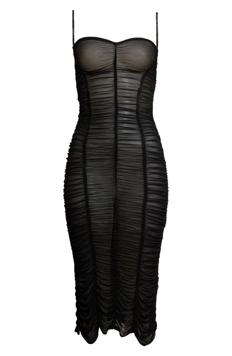 Interior Bea Ruched Sheer Knit Dress, Alternate, color,