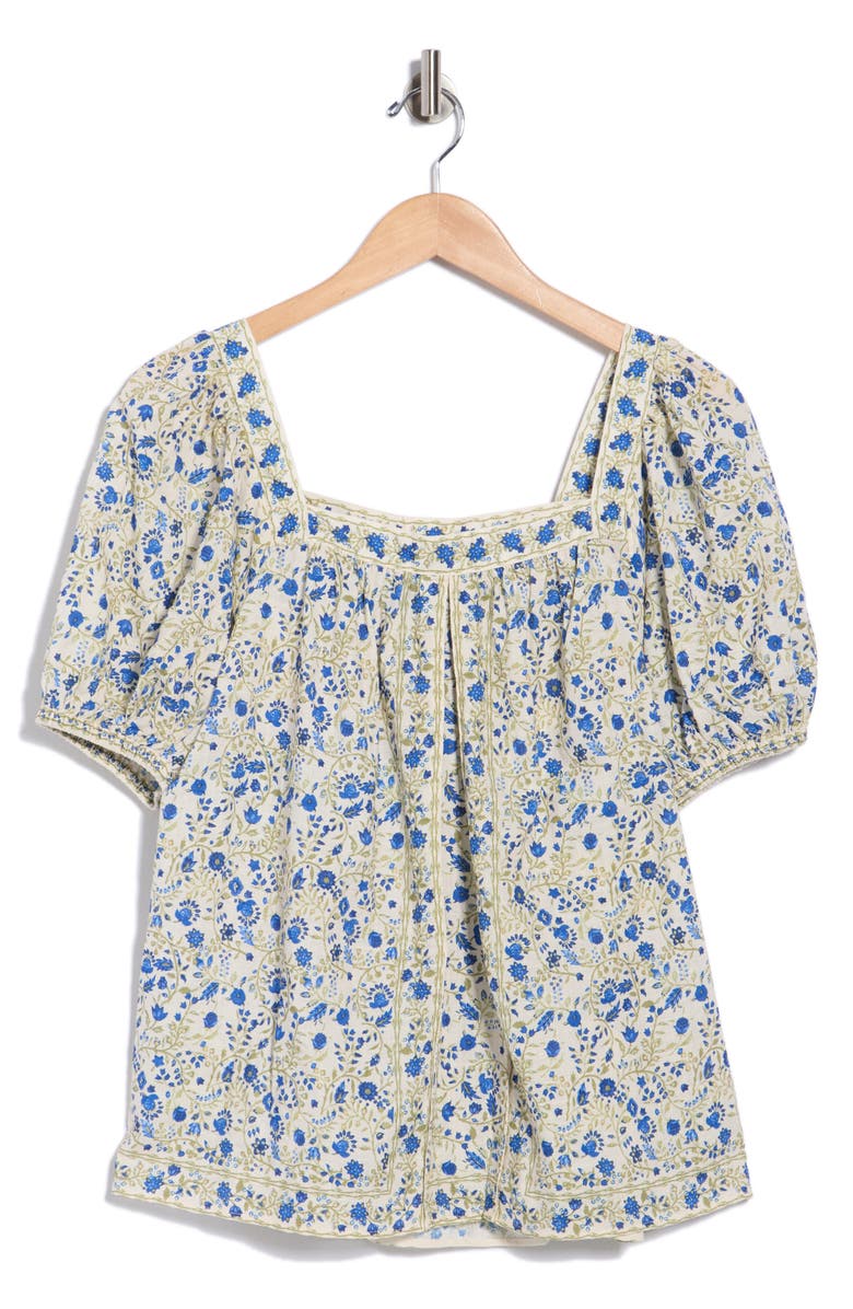 MAX STUDIO Puff Sleeve Top, Main, color, Ecru Petals