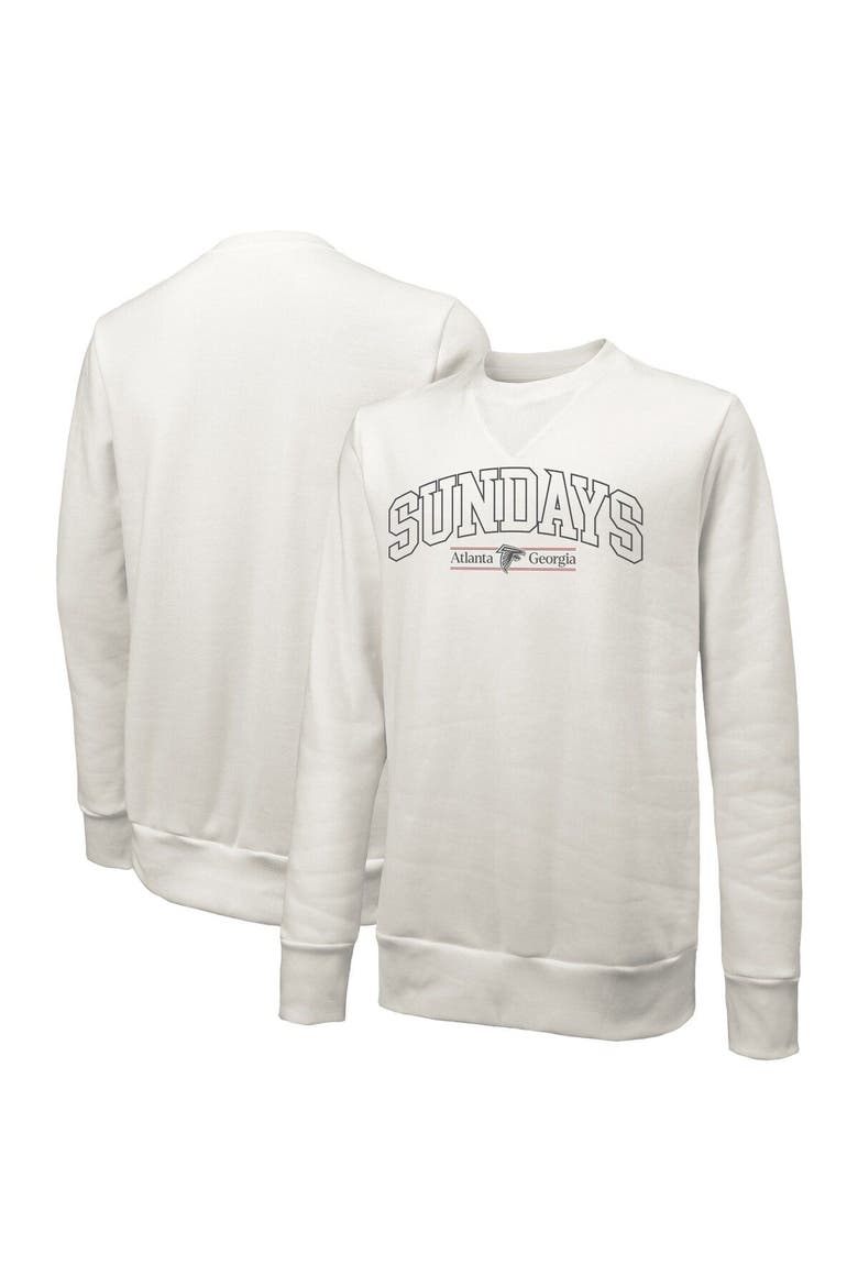 Unisex Majestic Threads  White Atlanta Falcons Sundays Block Letter Crewneck Pullover Sweatshirt, Main, color, White