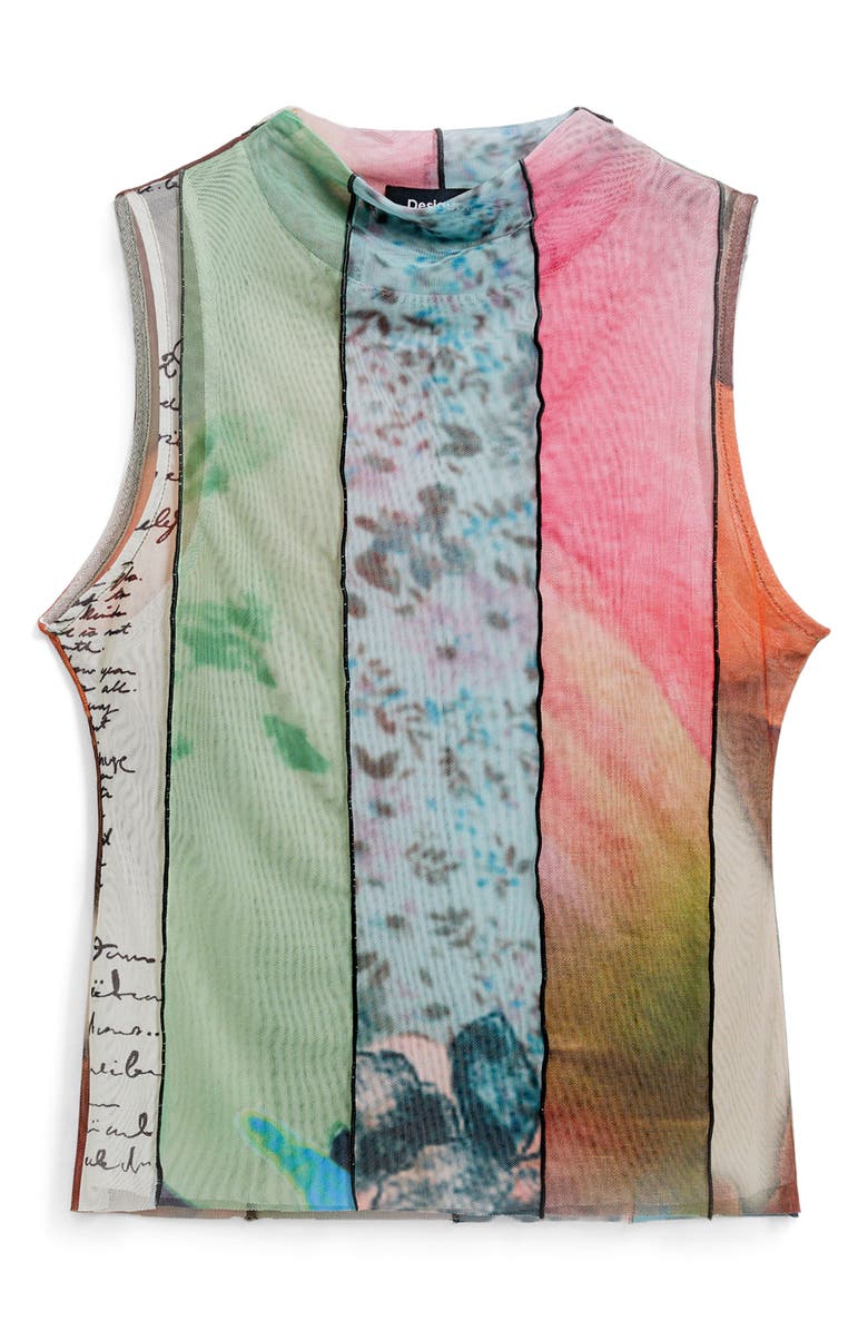 Desigual Mixed Print Mesh Tank, Alternate, color, Multi