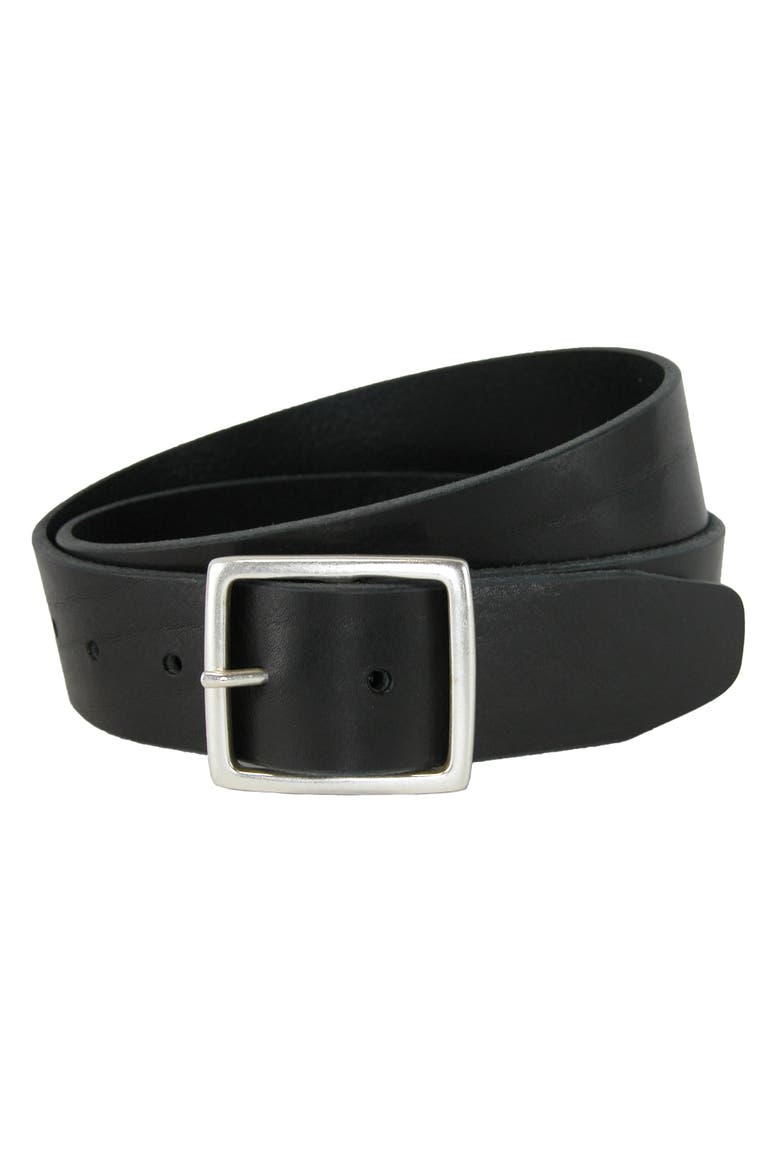 Men's Douglas Center Bar Pull Up Casual Leather Jean Belt, Main, color, Black