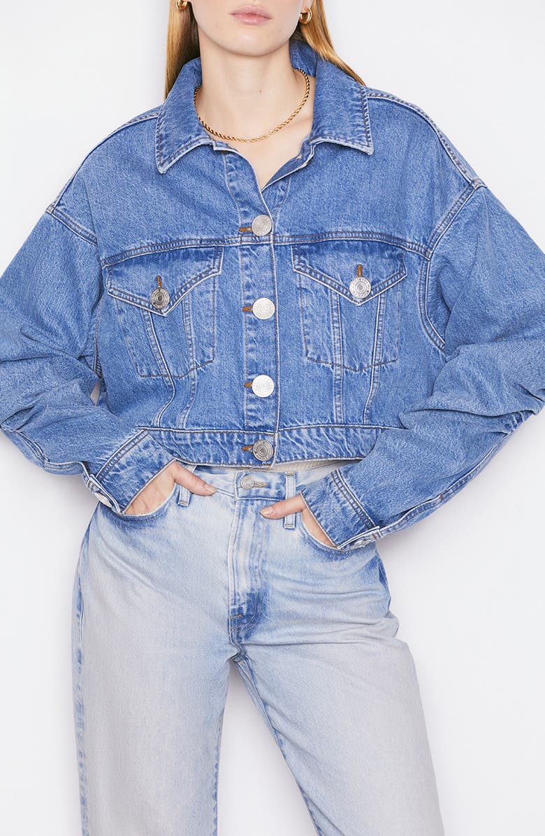 FRAME Crop Denim Trucker Jacket, Alternate, color,