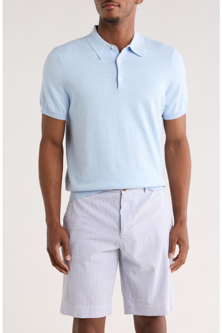 Cotton Jersey Polo, Main, color, LIGHT BLUE HEATHER
