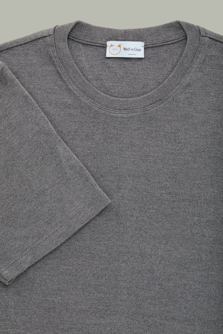 Heavyweight Viscose Interlock Short Sleeve Crewneck, Alternate, color, Grey