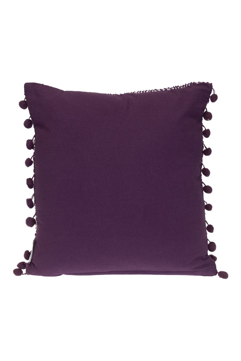 Pom Pom Trim Square Accent Pillow, Alternate, color, PURPLE