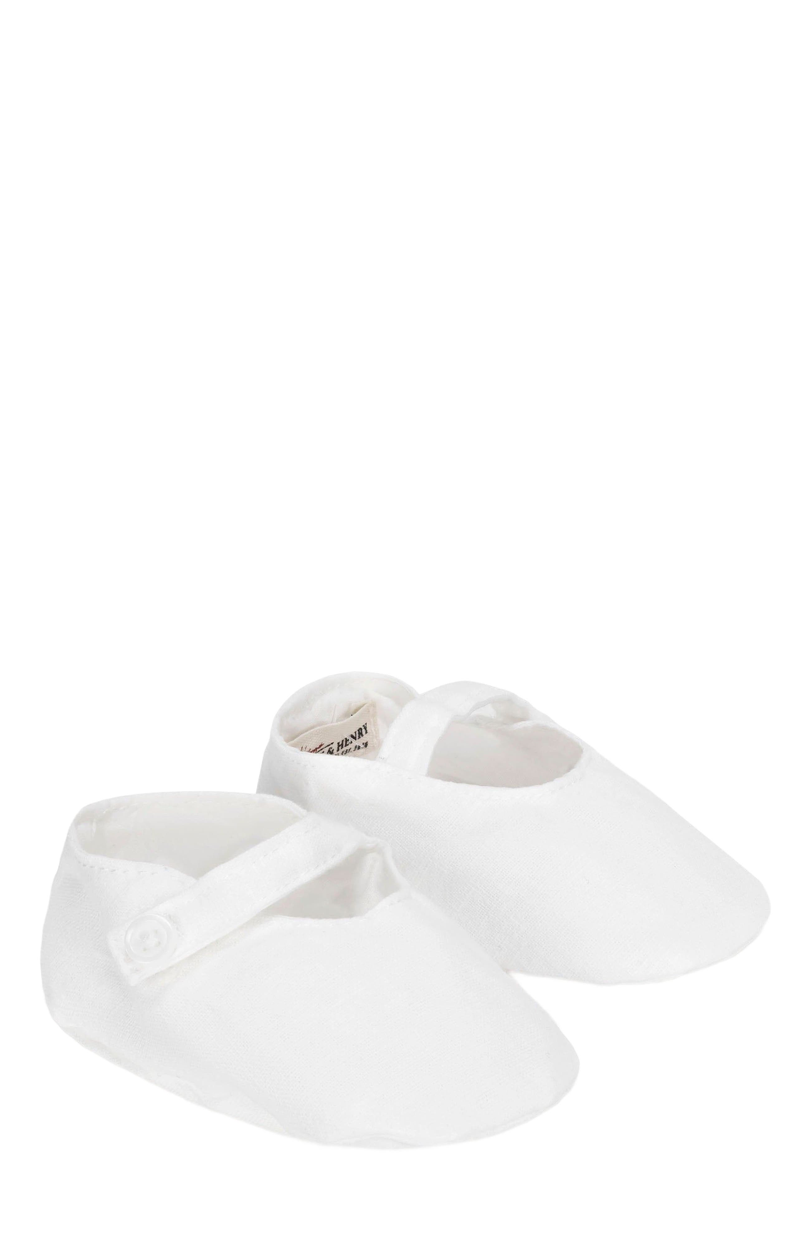 Hope & Henry Baby Linen Button Strap Soft Shoe, Infant, Main, color, 