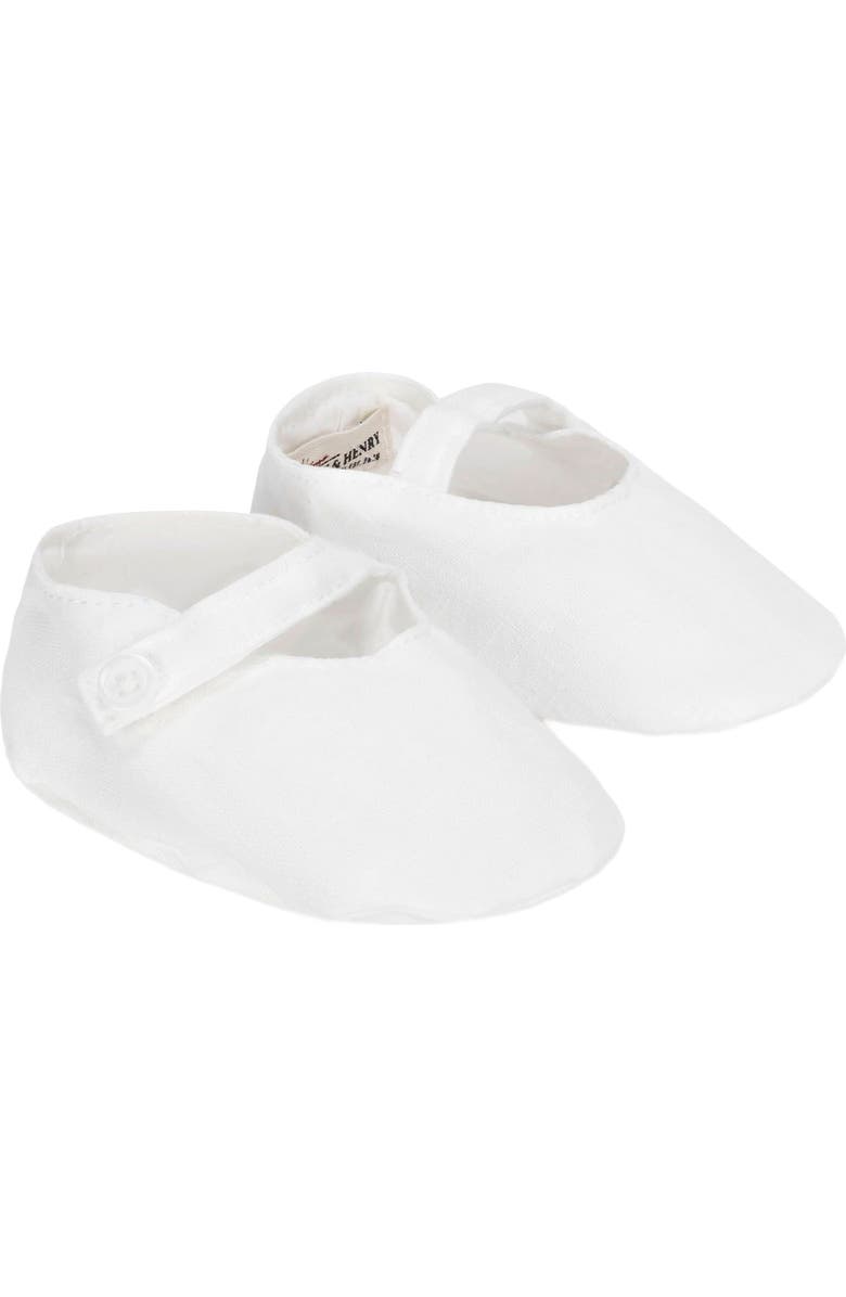 Hope & Henry Baby Linen Button Strap Soft Shoe, Infant, Main, color,