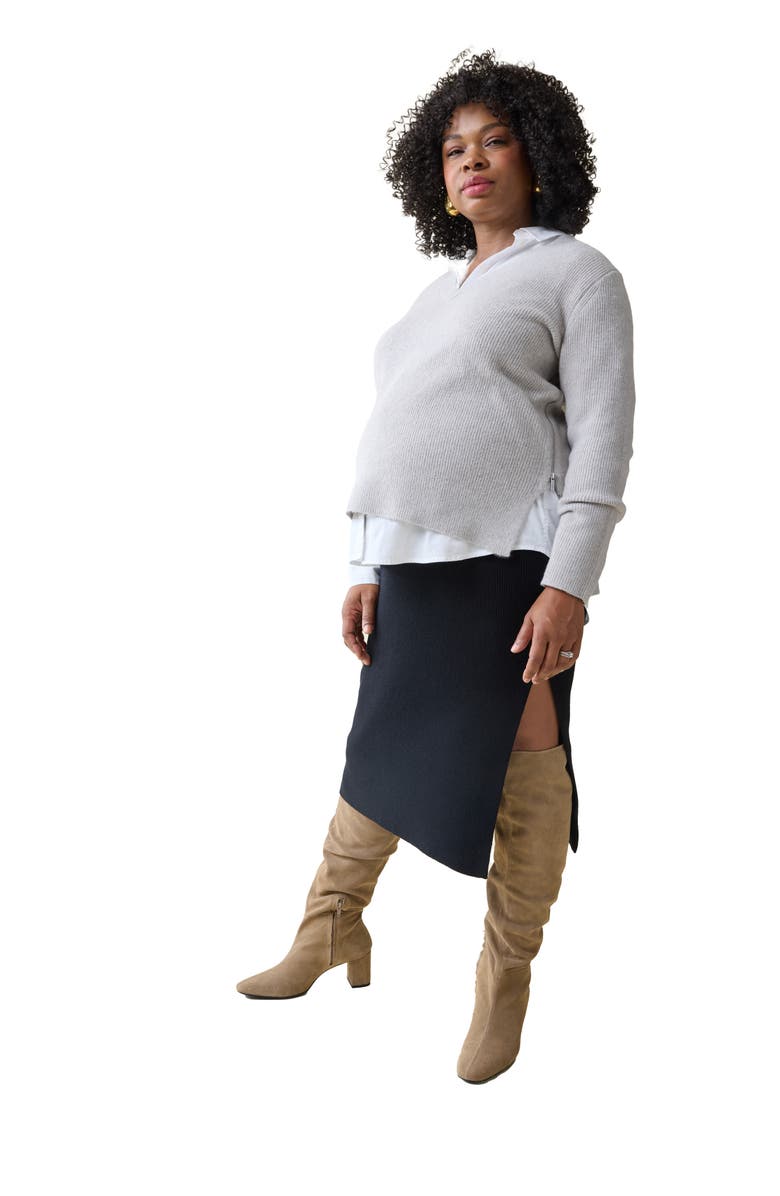 Ingrid & Isabel Side Zip Maternity and Nursing Sweater, Main, color, Light Gray