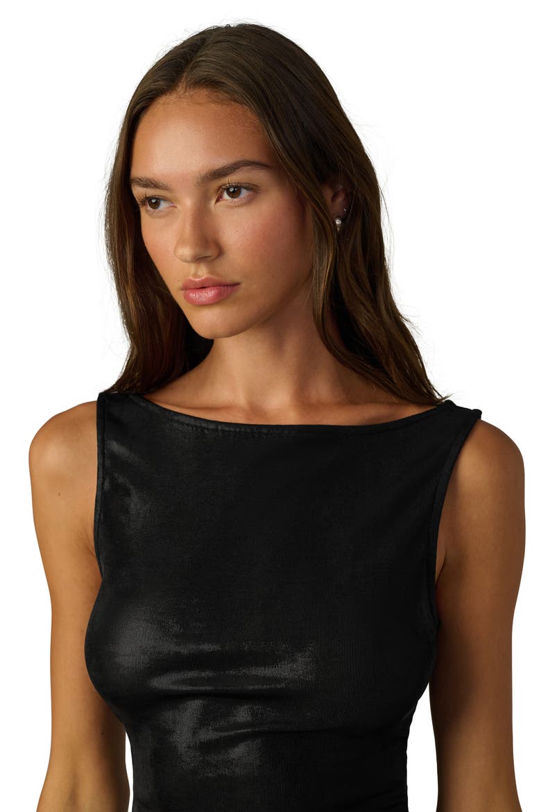 Metallic Boatneck Tank, Alternate, color, BLACK