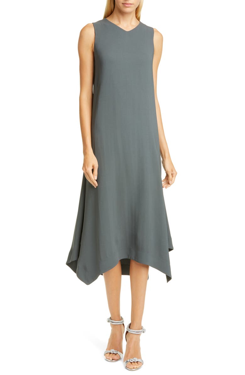 Fabiana Filippi Handkerchief Hem Crepe Midi Dress, Main, color,