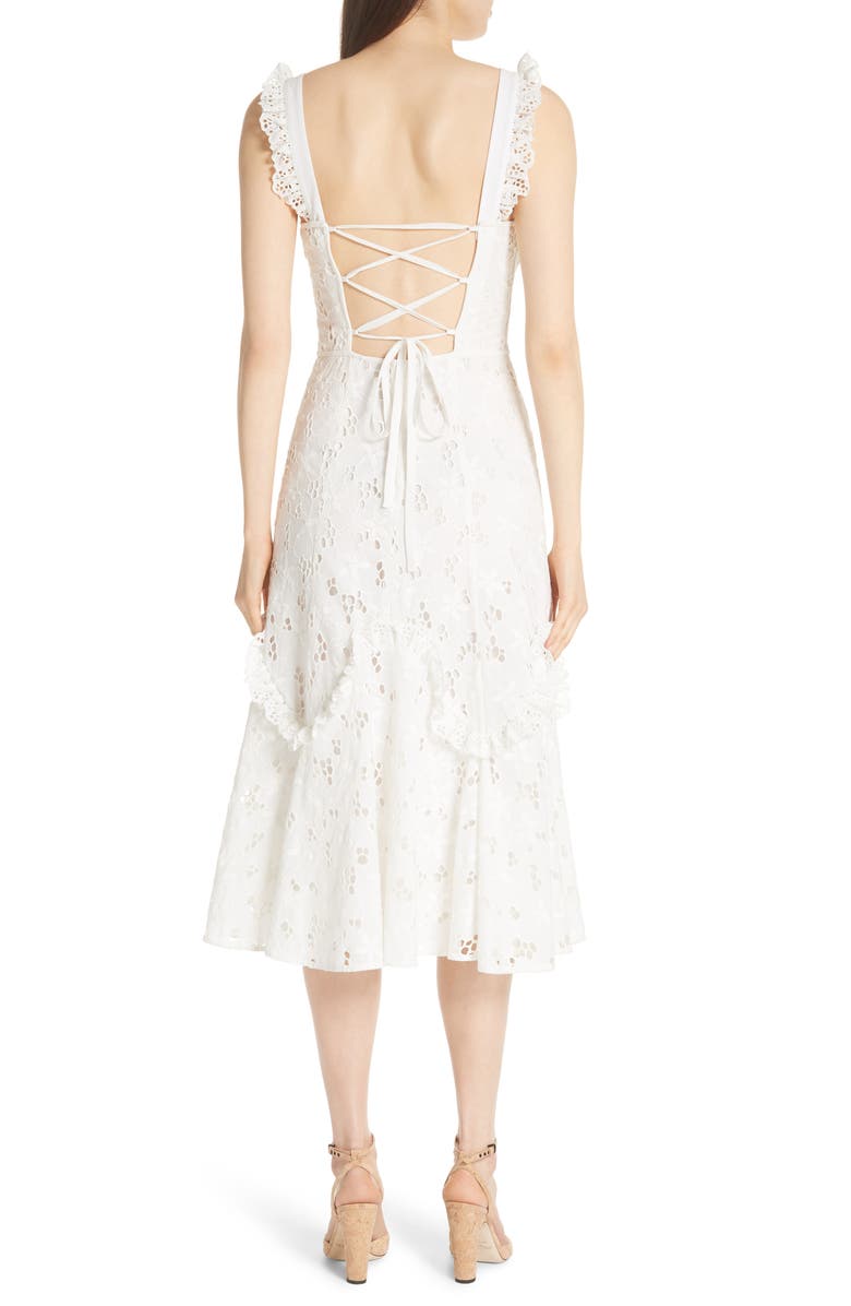 Rebecca Taylor Adriana Eyelet Midi Dress, Alternate, color, 