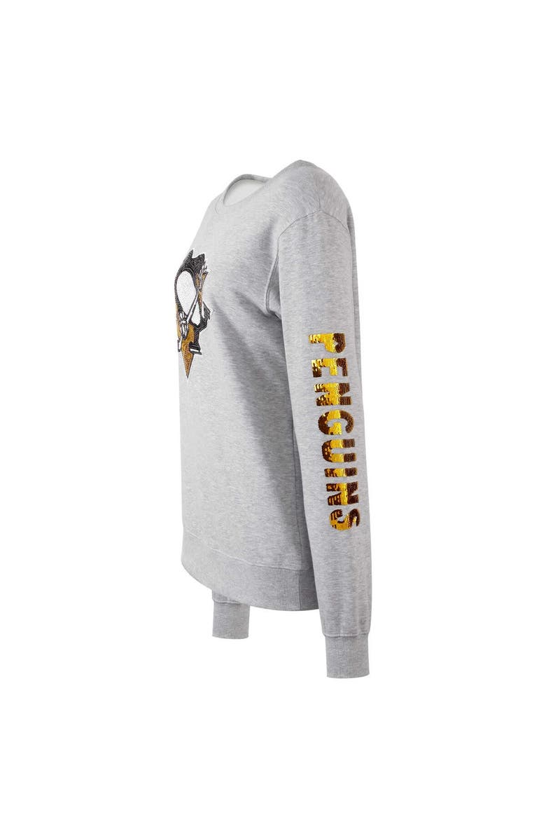 CUCE Women's Cuce Heather Gray Pittsburgh Penguins Sequin Pullover Sweatshirt, Alternate, color, Heather Gray