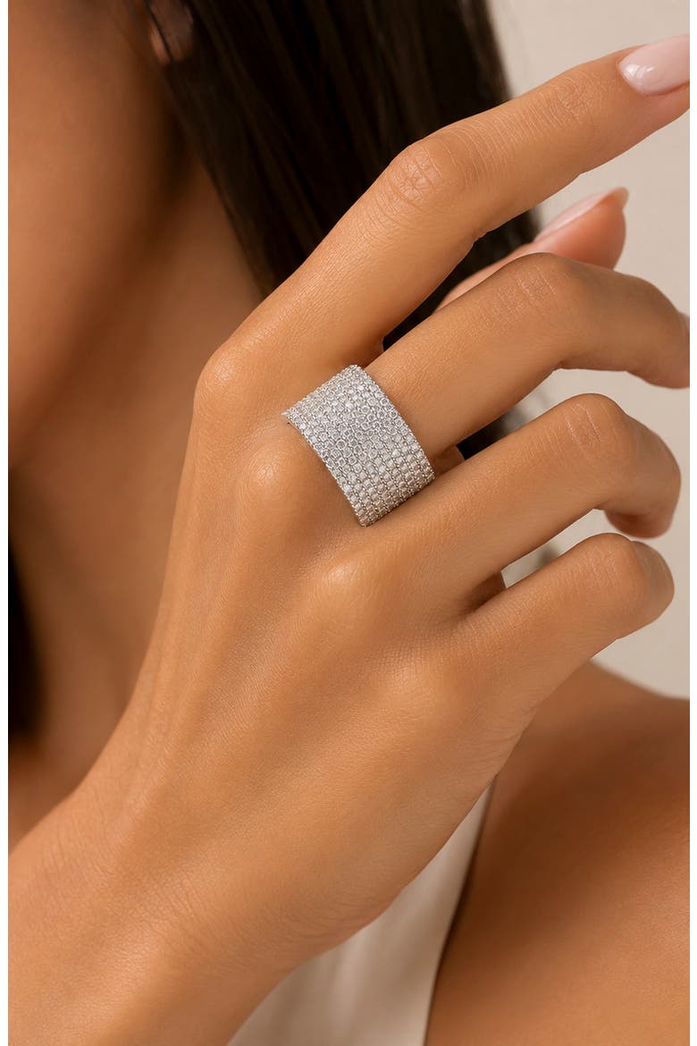 Cubic Zirconia Statement Ring, Alternate, color, SILVER