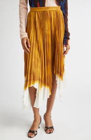Jason Wu Collection Dip Dye Asymmetric Pleated Midi Skirt