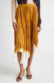 Jason Wu Collection Dip Dye Asymmetric Pleated Midi Skirt