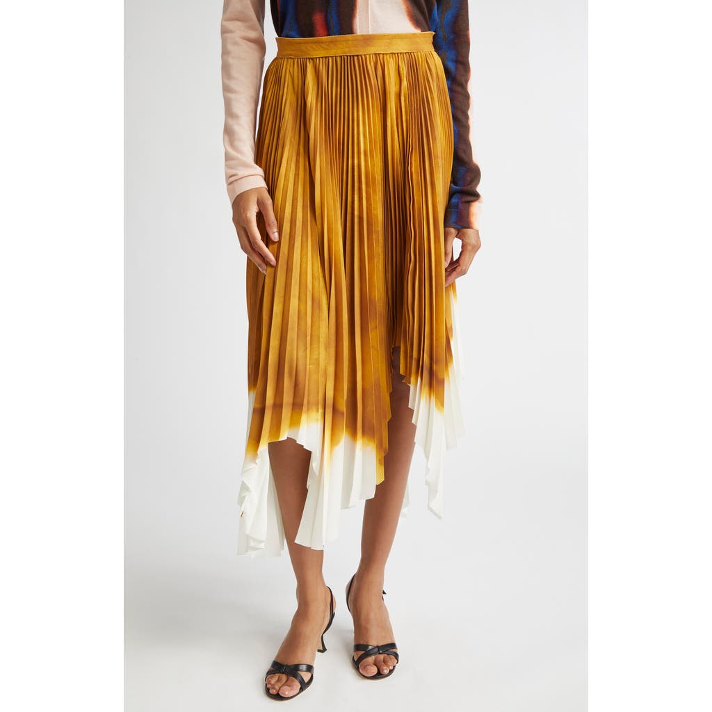 Jason Wu Collection Painted Stripe Pleated Asymmetrical Skirt In Yellow